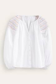 Boden White Cotton Smocked Blouse - Image 5 of 5