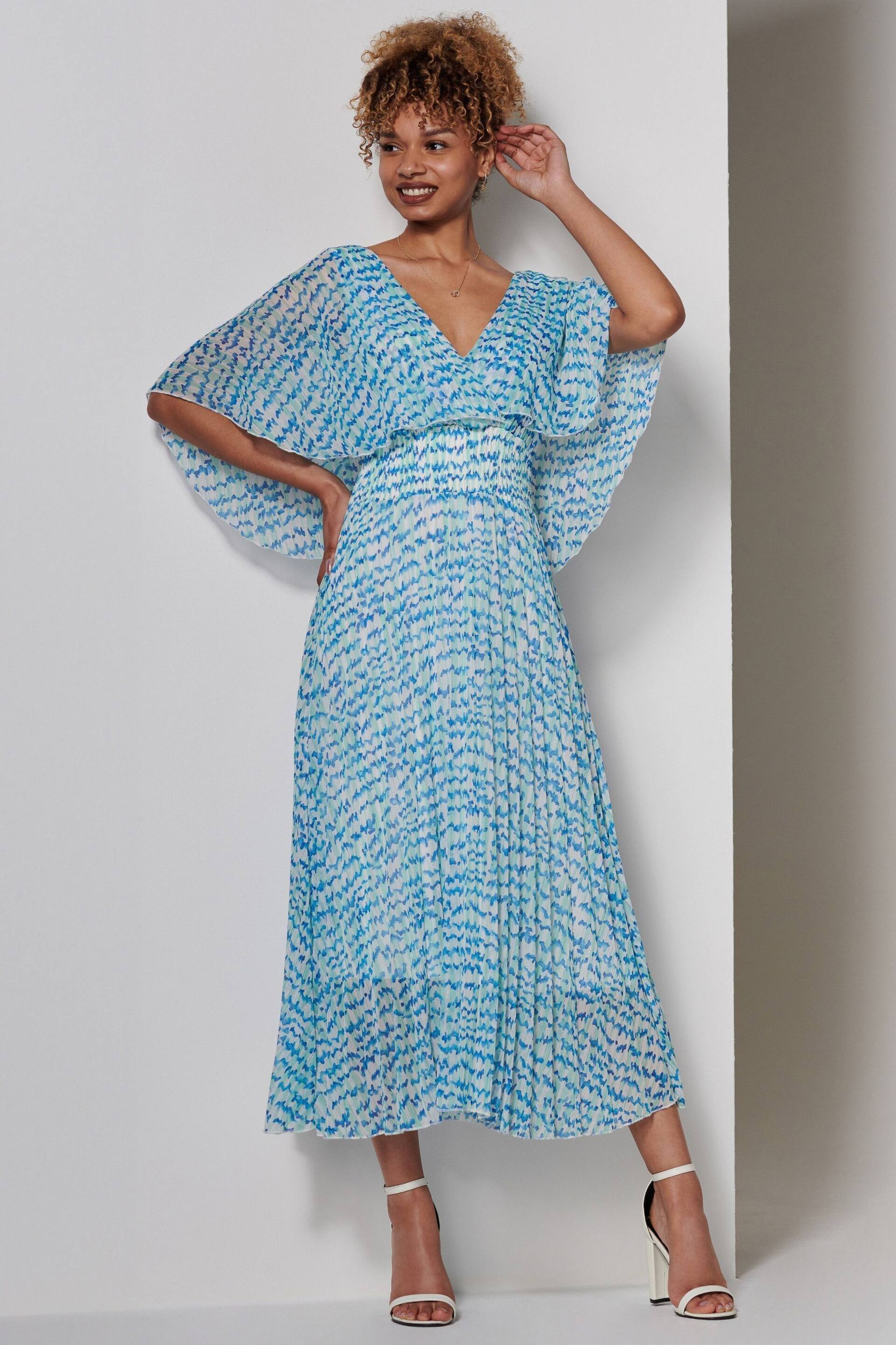 Jolie Moi Blue Kyra Pleated Chiffon Maxi Dress - Image 1 of 6