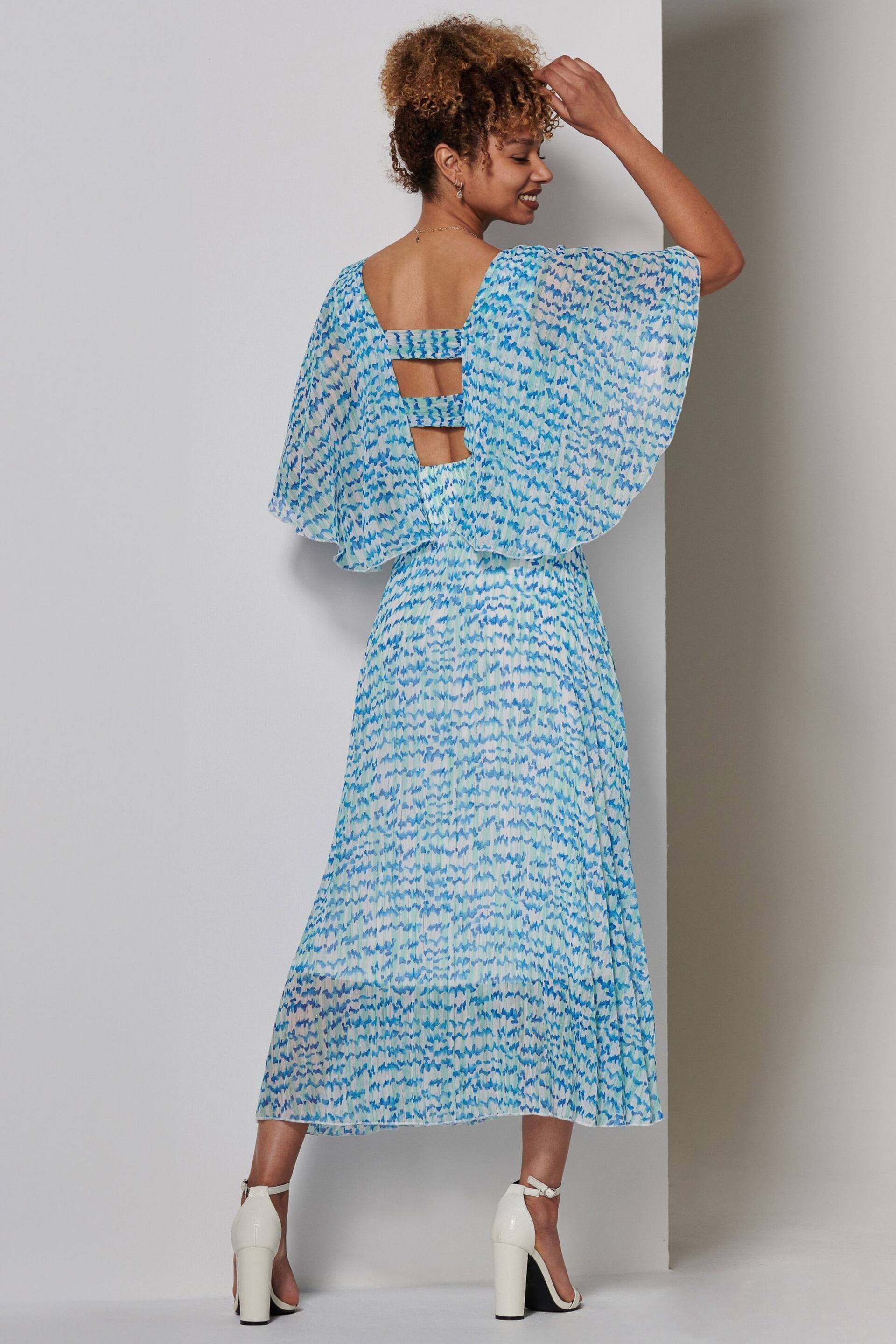 Jolie Moi Blue Kyra Pleated Chiffon Maxi Dress - Image 2 of 6