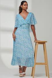 Jolie Moi Blue Kyra Pleated Chiffon Maxi Dress - Image 4 of 6