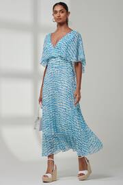 Jolie Moi Blue Kyra Pleated Chiffon Maxi Dress - Image 5 of 6