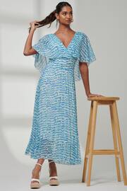 Jolie Moi Blue Kyra Pleated Chiffon Maxi Dress - Image 6 of 6