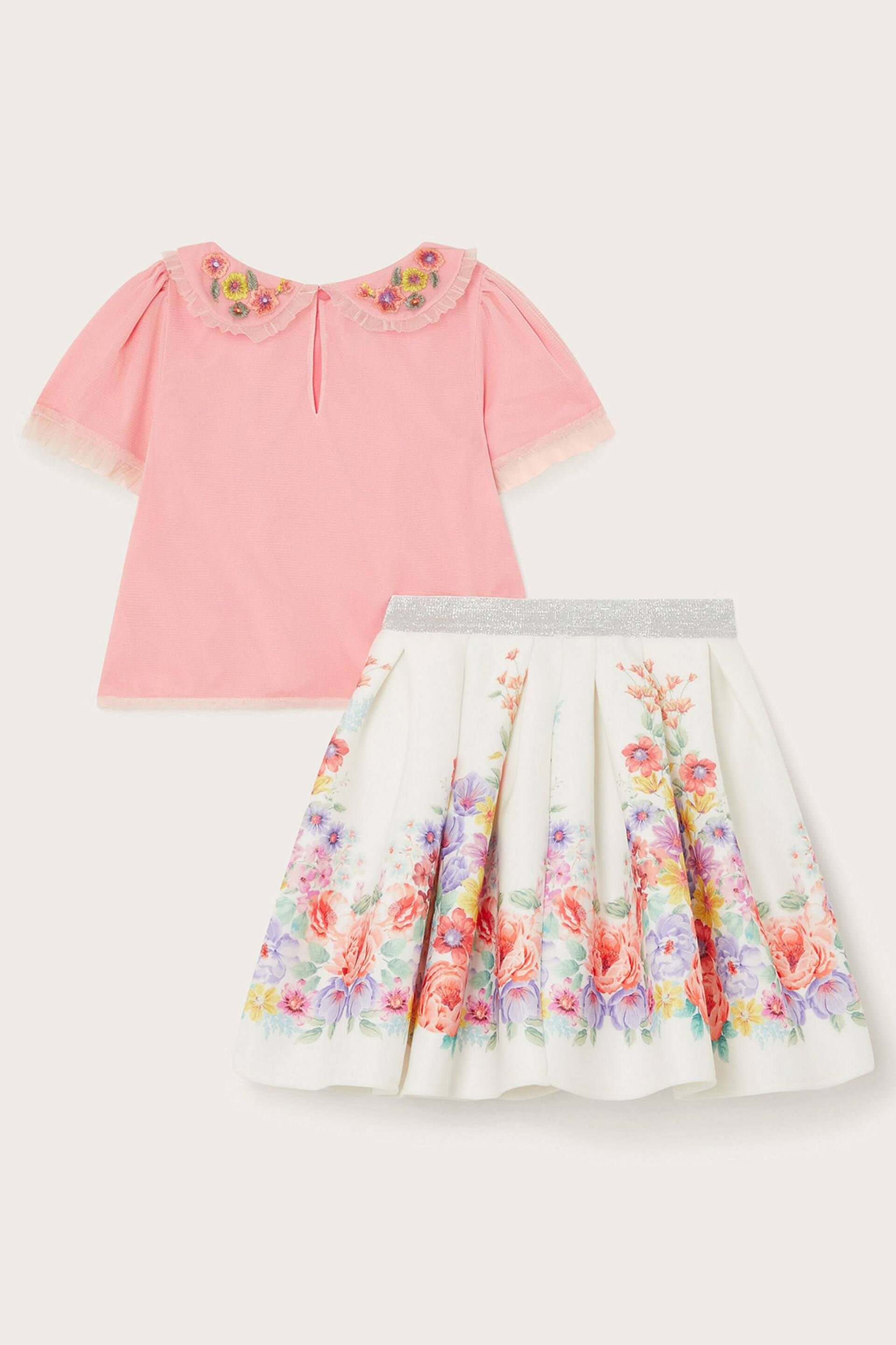 Monsoon Pink Collared Top and Skirt Set - Image 2 of 3