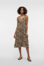 VERO MODA Brown Leopard Print Midi Cami Summer Dress - Image 4 of 7