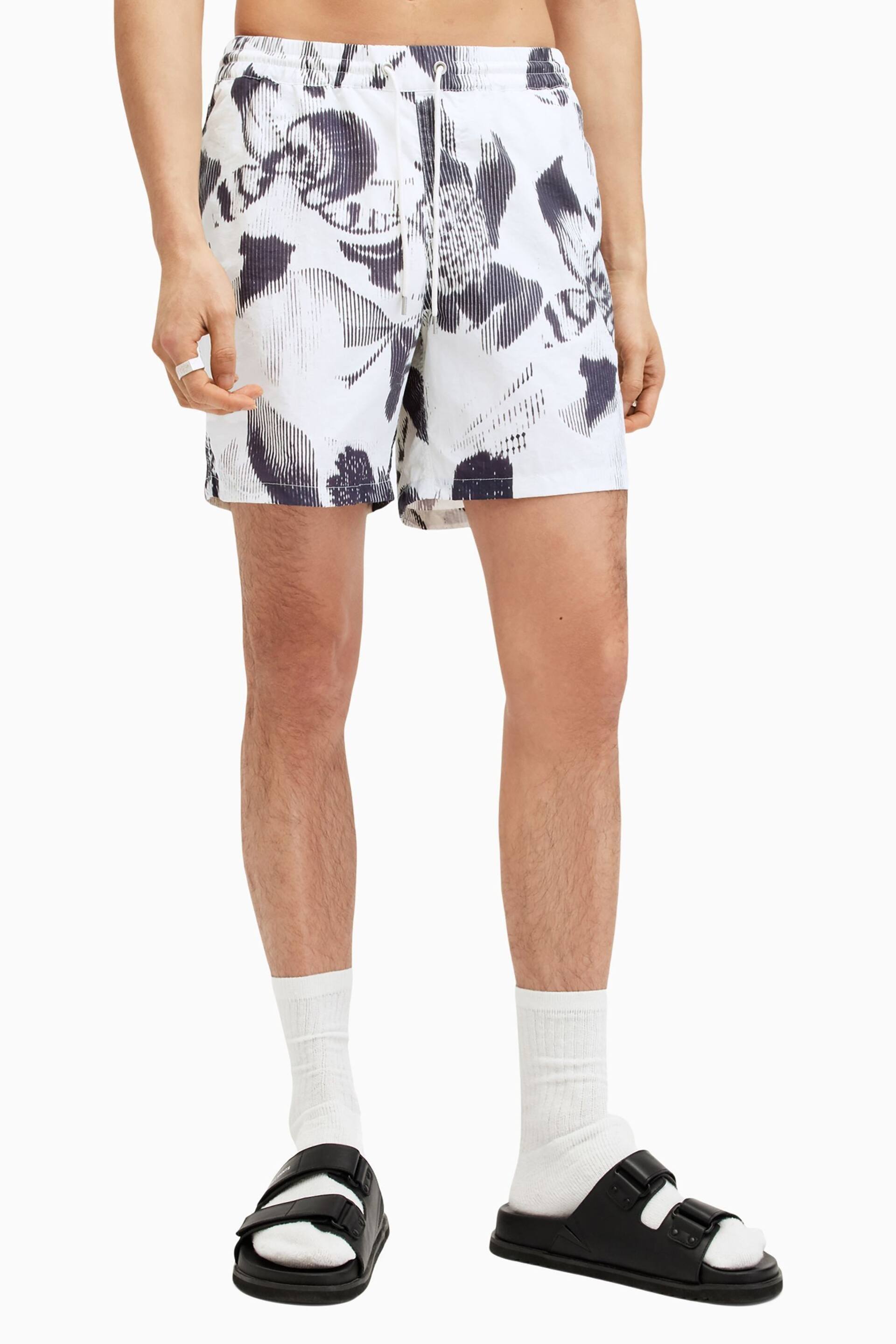 AllSaints White Frequency Swim Shorts - Image 4 of 9
