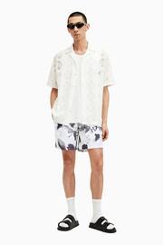 AllSaints White Frequency Swim Shorts - Image 6 of 9