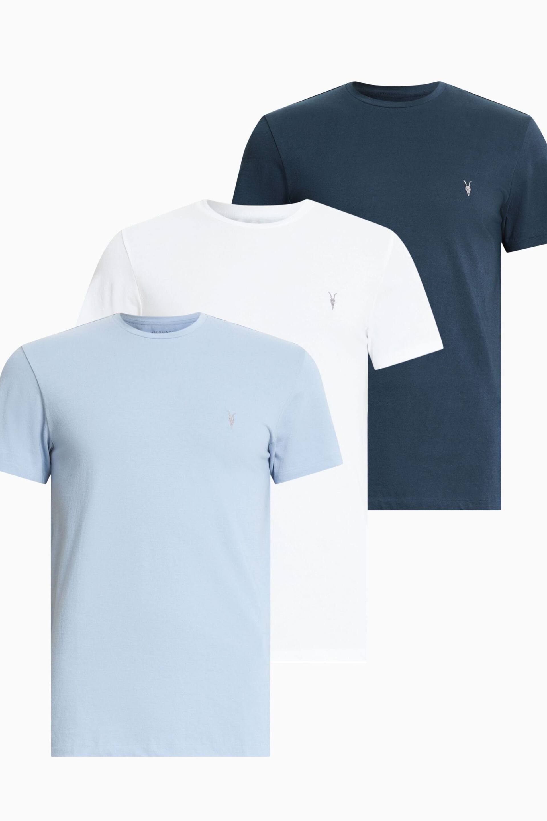 AllSaints White Tonic Short Sleeve Crew T-Shirt 3 Pack - Image 1 of 8