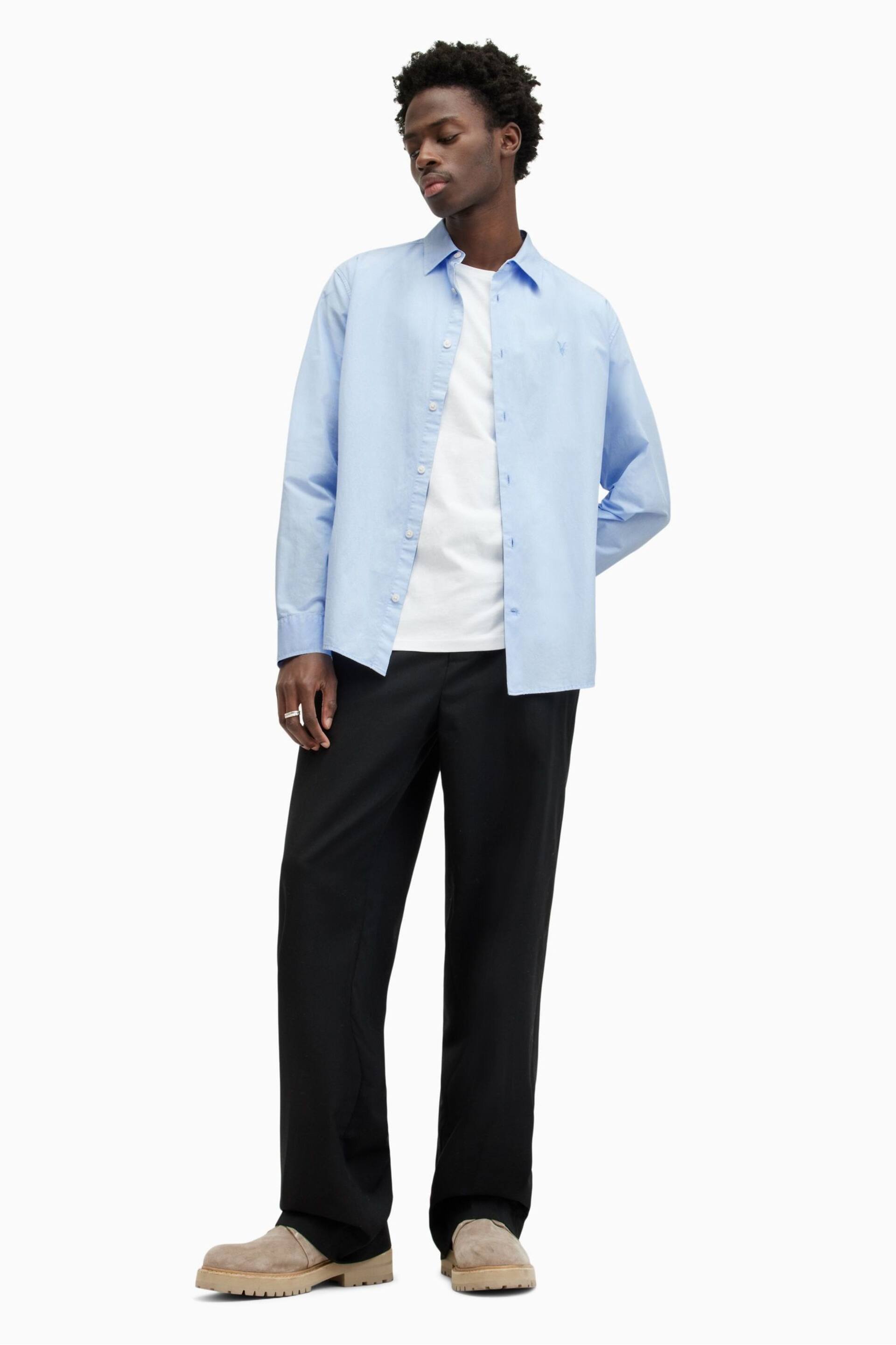 AllSaints Blue Tahoe Long Sleeve Shirt - Image 3 of 7