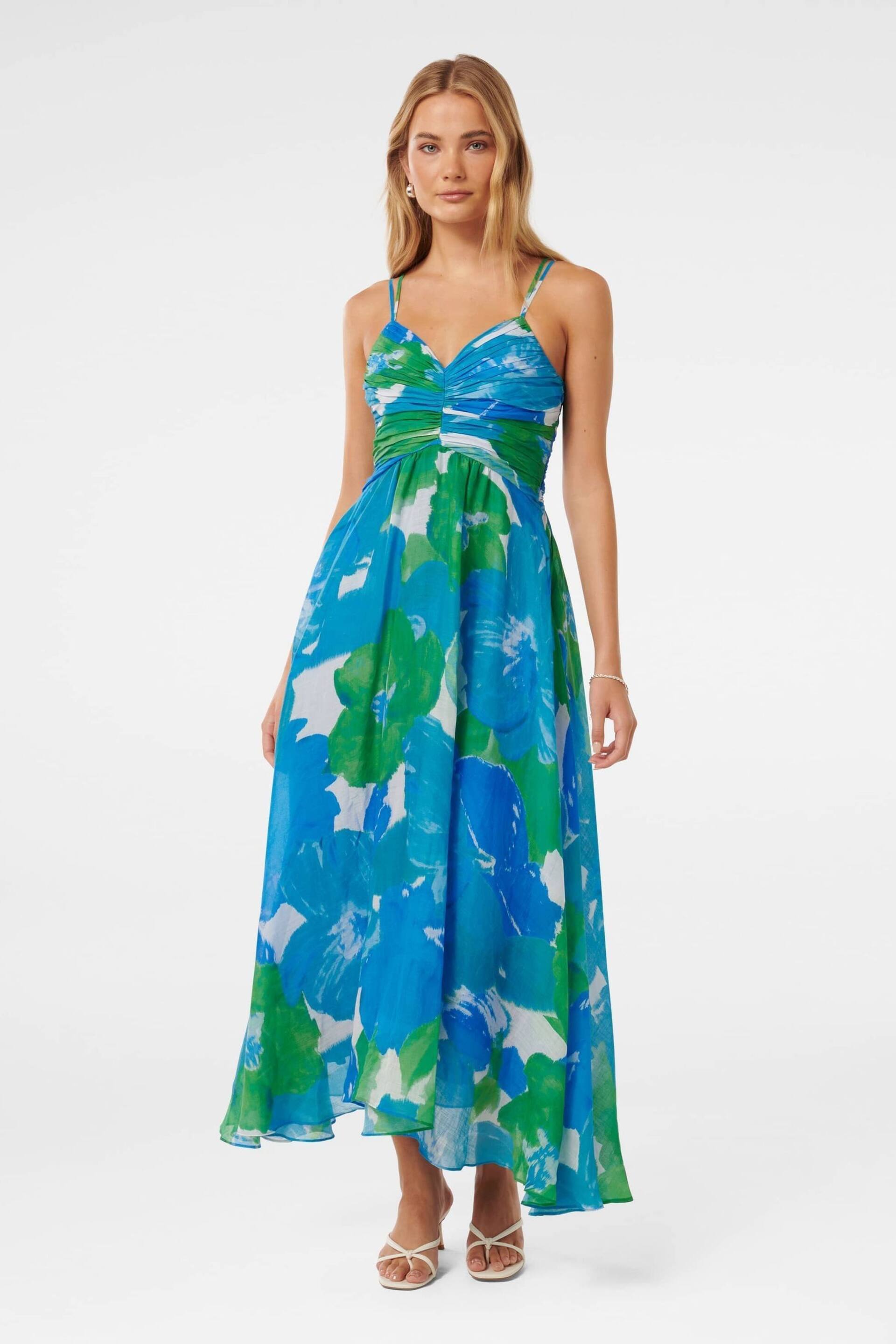 Forever New Blue Jolie Strappy Ruched Bodice Maxi Dress - Image 1 of 4