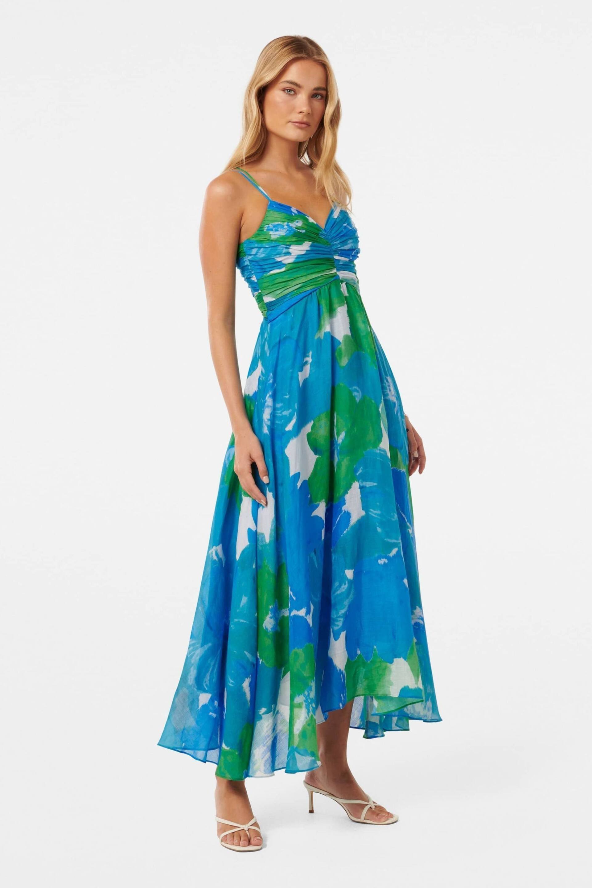 Forever New Blue Jolie Strappy Ruched Bodice Maxi Dress - Image 3 of 4