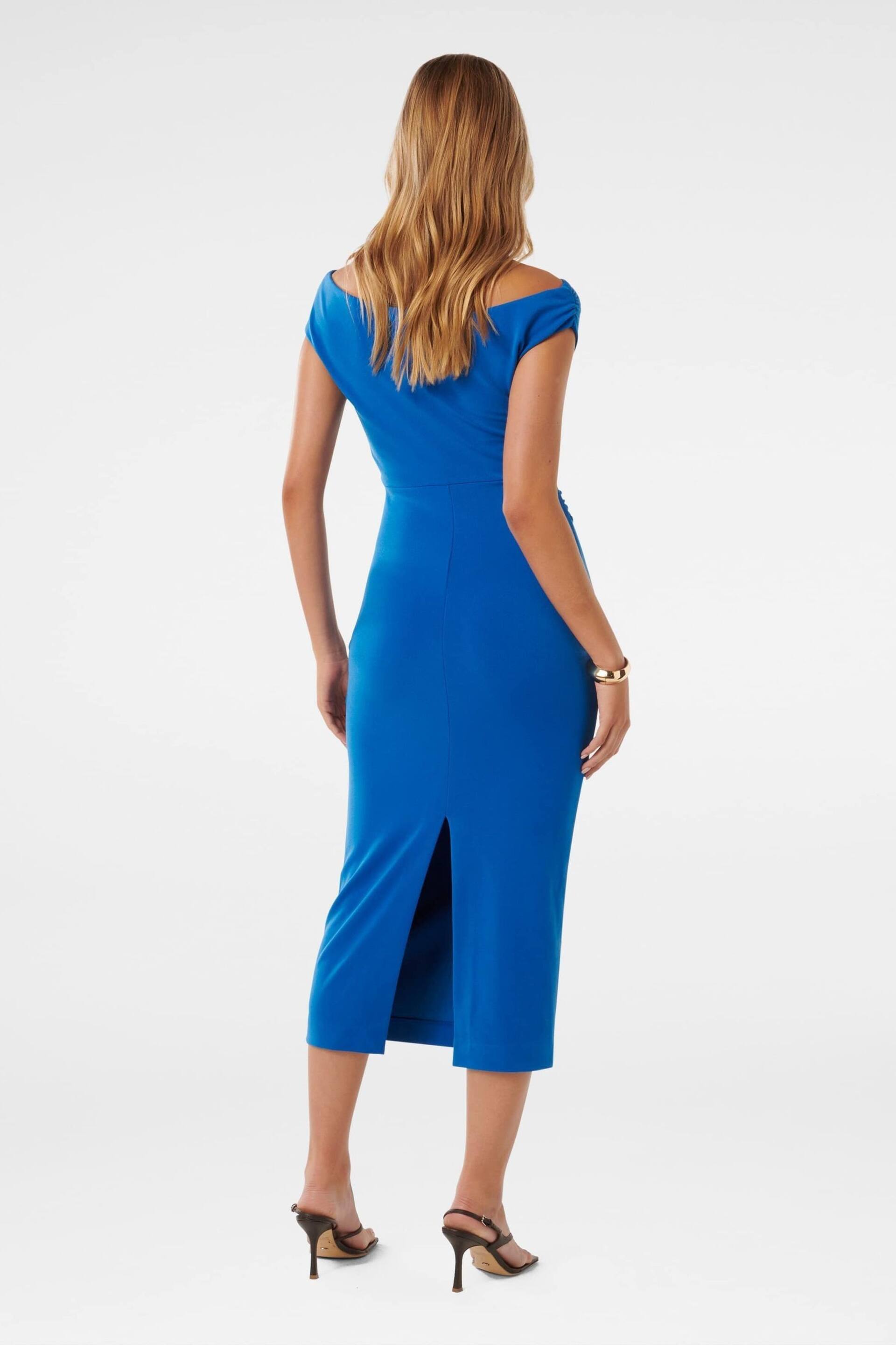 Forever New Blue Alexa Tipped Shoulder Bodycon Midi Dress - Image 4 of 4