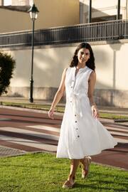 Yumi White Flower Broderie Anglaise Cotton Shirt Dress - Image 1 of 5