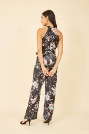Yumi Black Floral Satin Halter neck Jumpsuit - Image 6 of 8