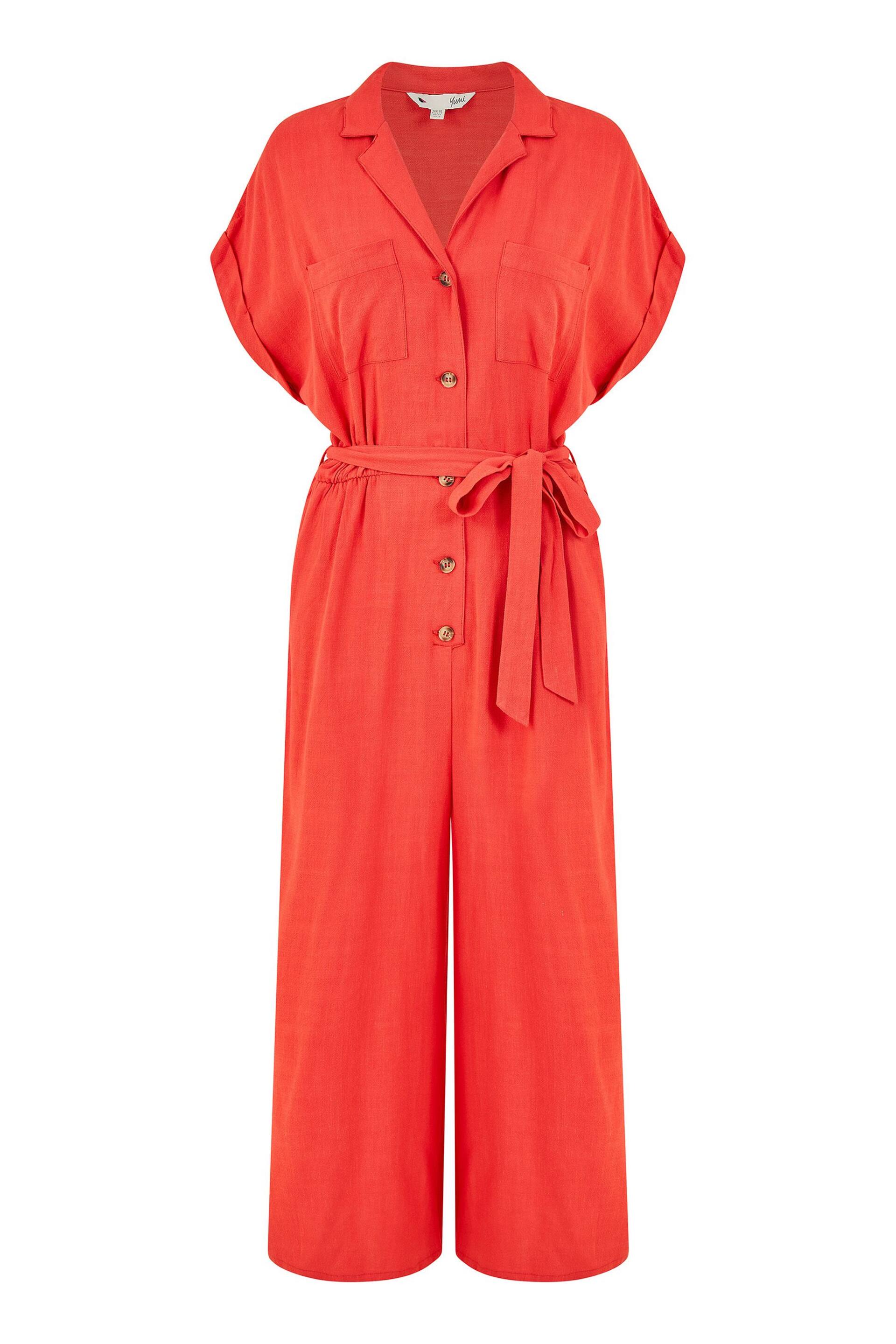 Yumi Red Button up Jumpsuit - Image 5 of 5