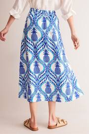 Boden Blue Petite Florence Pineapple Linen Midi Skirt - Image 3 of 5