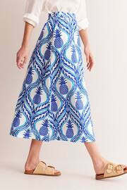 Boden Blue Petite Florence Pineapple Linen Midi Skirt - Image 4 of 5