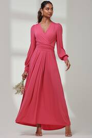 Jolie Moi Pink Giulia Long Sleeve Maxi Dress - Image 5 of 6