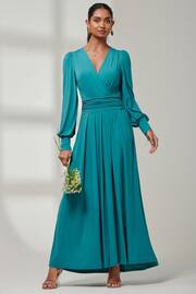 Jolie Moi Green Giulia Long Sleeve Maxi Dress - Image 1 of 6