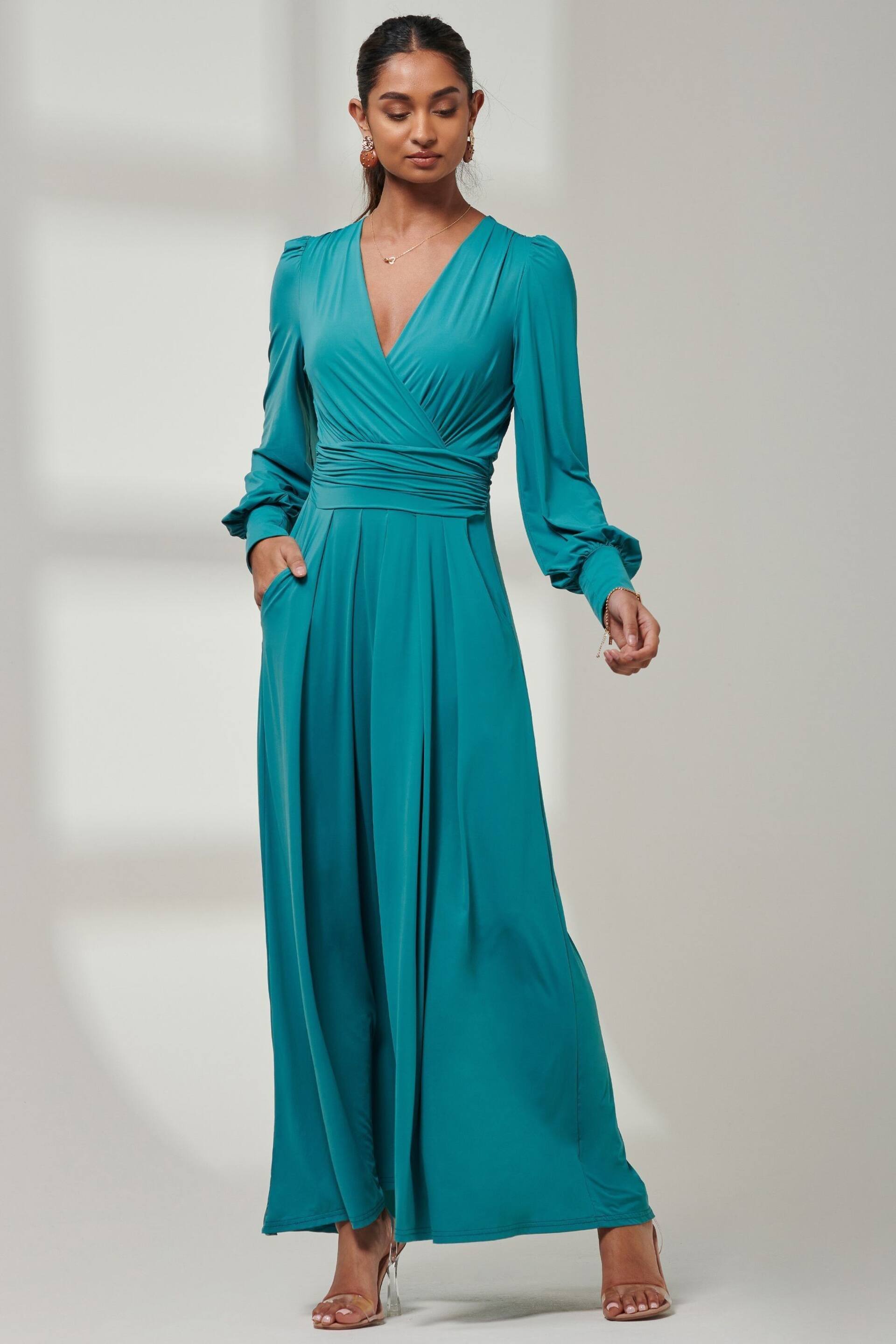 Jolie Moi Green Giulia Long Sleeve Maxi Dress - Image 6 of 6