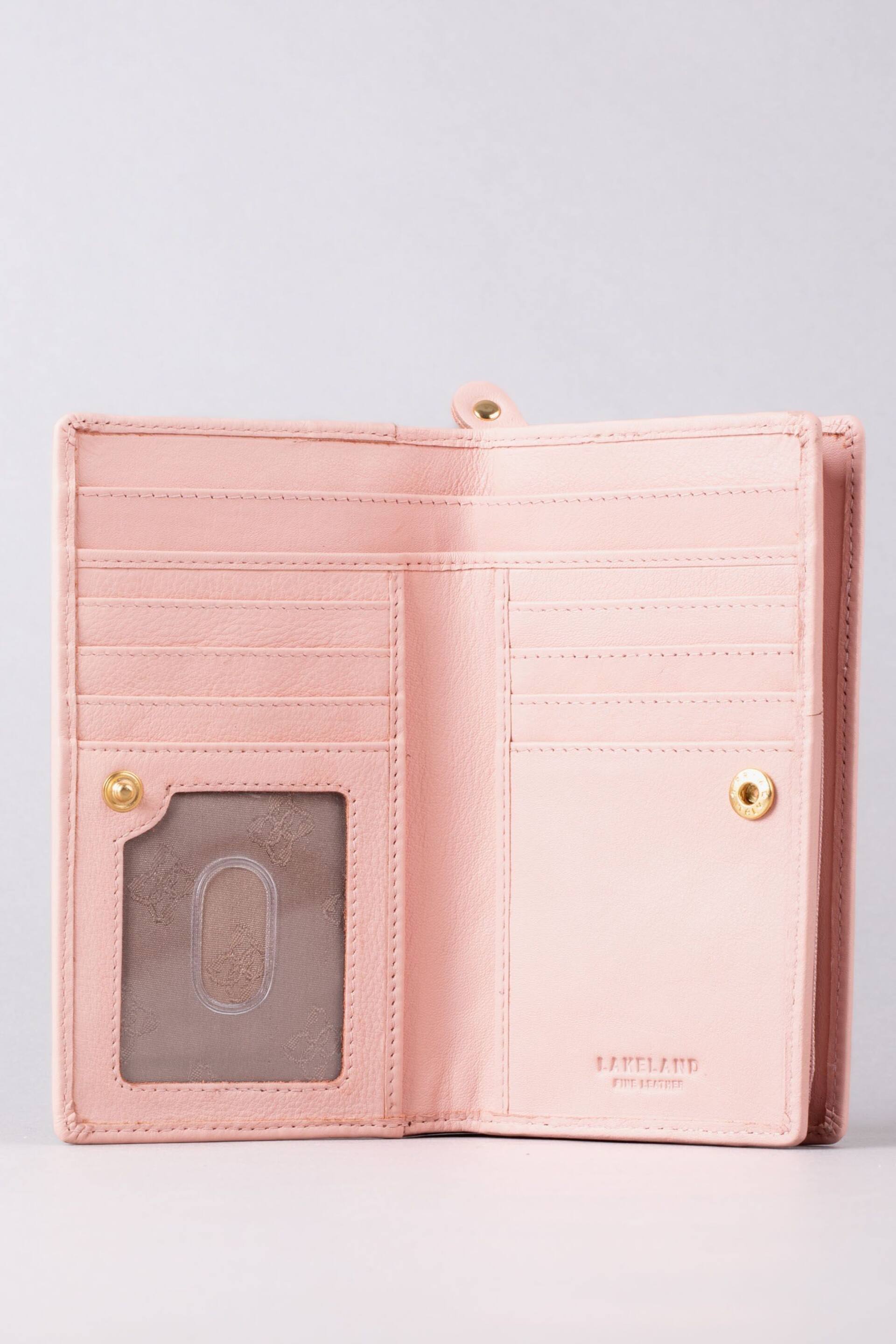 Lakeland Leather Pink Icon Medium Leather Flapover Purse - Image 3 of 4