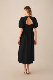 Ro&Zo Linen Blend Puff Sleeve V-Neck Midi Dress - Image 2 of 3