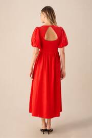 Ro&Zo Linen Blend Puff Sleeve V-Neck Midi Dress - Image 6 of 6