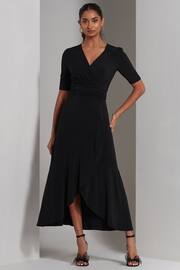 Jolie Moi Black Olana Jersey Frill Hem Maxi Dress - Image 1 of 6