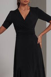 Jolie Moi Black Olana Jersey Frill Hem Maxi Dress - Image 3 of 6