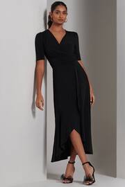 Jolie Moi Black Olana Jersey Frill Hem Maxi Dress - Image 5 of 6
