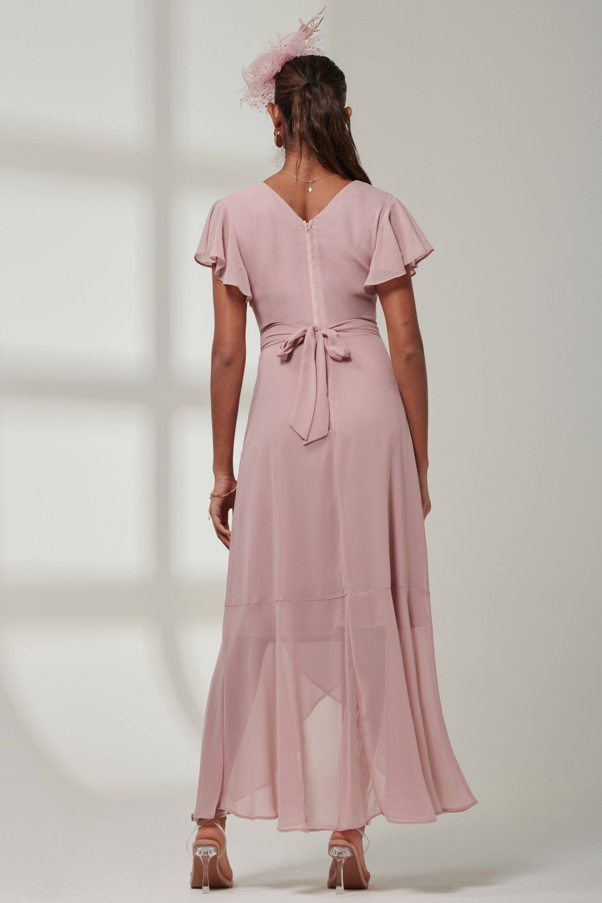 Jolie Moi Pink Vicky Chiffon Frill Maxi Dress - Image 2 of 6