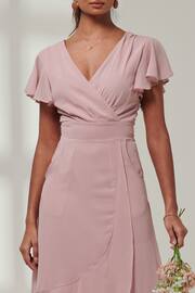 Jolie Moi Pink Vicky Chiffon Frill Maxi Dress - Image 3 of 6
