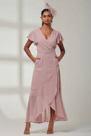 Jolie Moi Pink Vicky Chiffon Frill Maxi Dress - Image 4 of 6