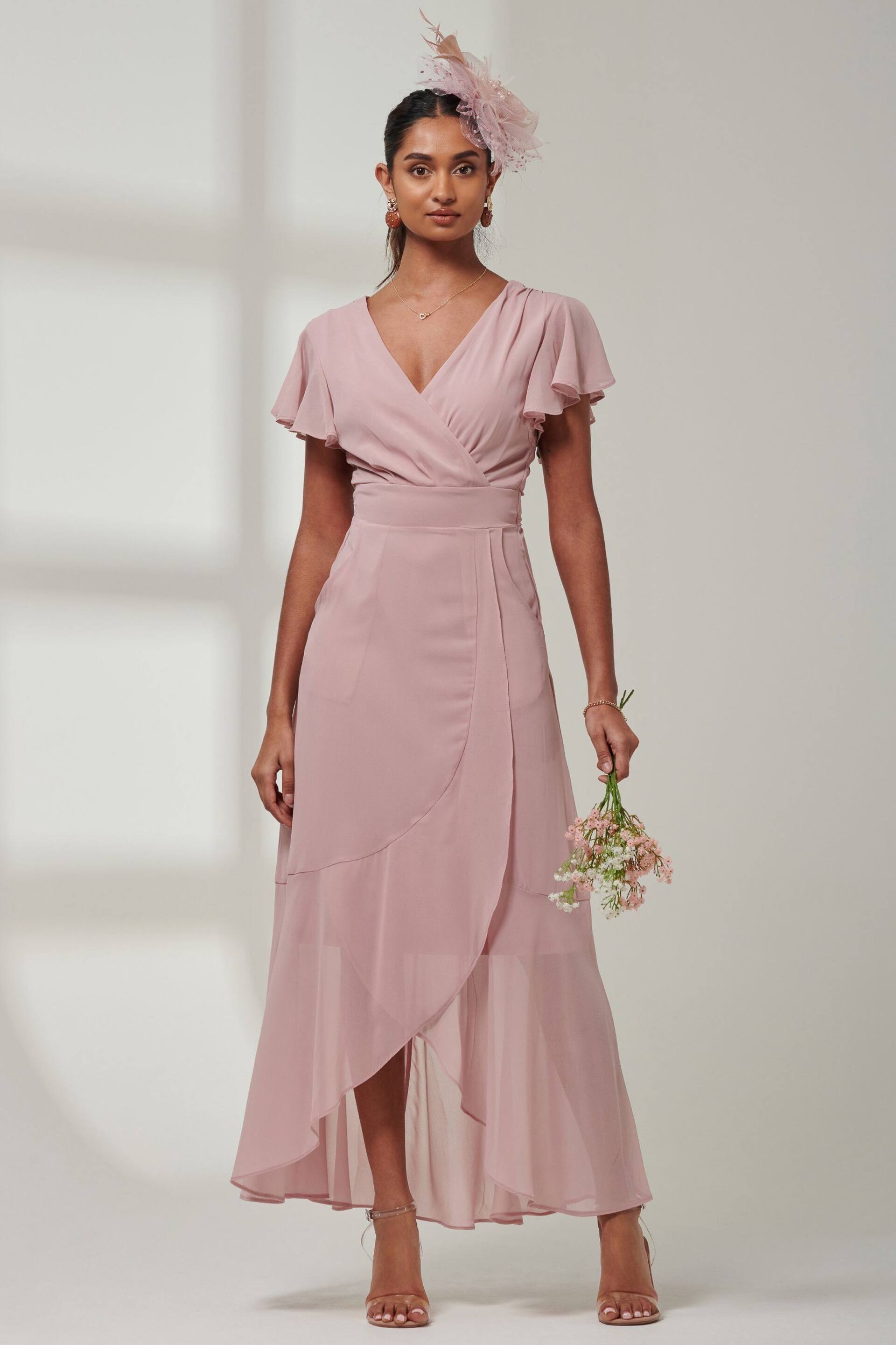 Jolie Moi Pink Vicky Chiffon Frill Maxi Dress - Image 5 of 6