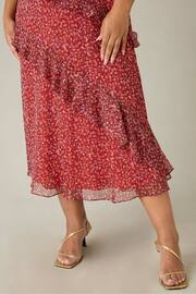 Live Unlimited Curve Red Floral Metallic Frill Midaxi Dress - Image 5 of 7