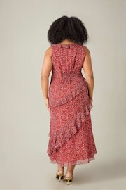 Live Unlimited Curve Red Floral Metallic Frill Midaxi Dress - Image 7 of 7