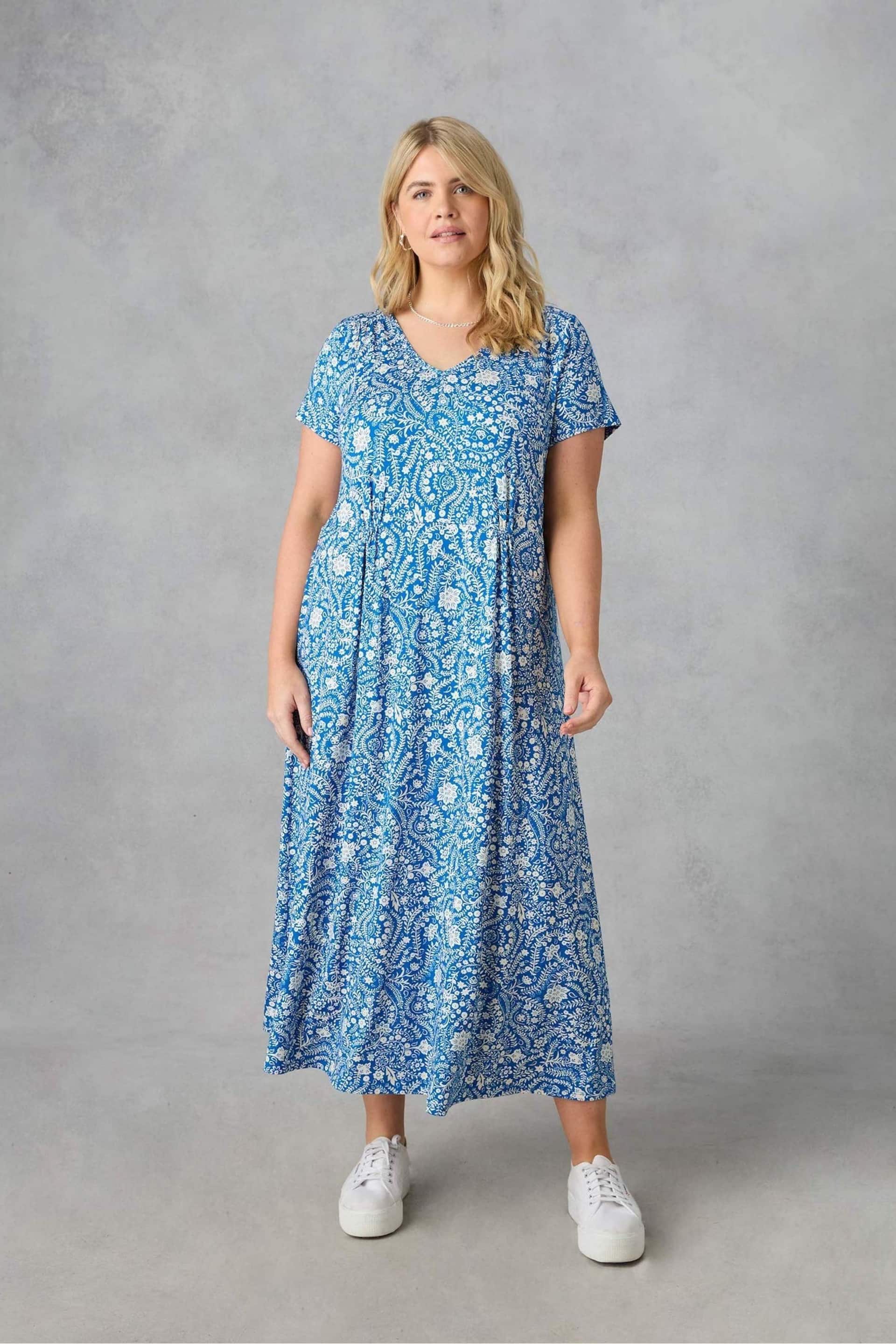 Live Unlimited Curve Blue Paisley Jersey Midi Dress - Image 3 of 5