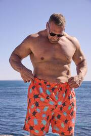 BadRhino Big & Tall Red Turtle Print Swim Shorts - Image 1 of 3