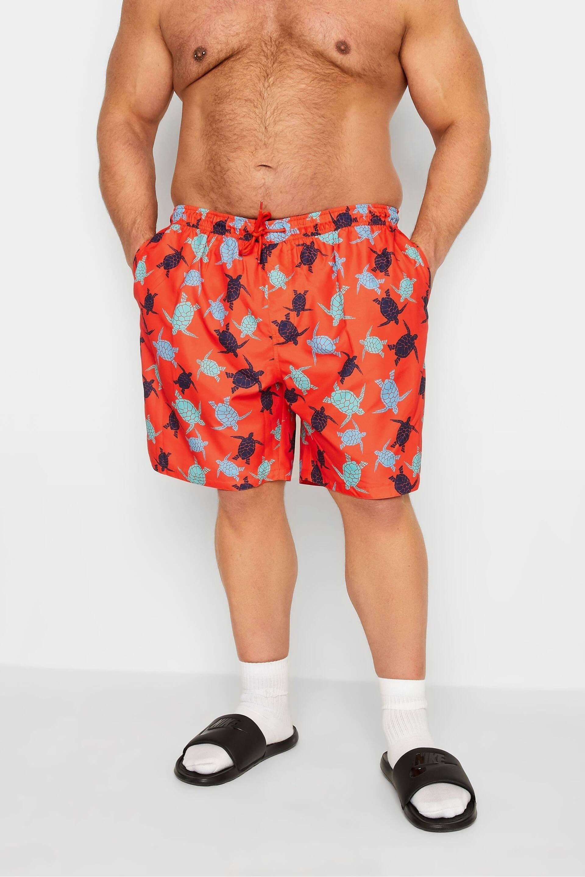 BadRhino Big & Tall Red Turtle Print Swim Shorts - Image 2 of 3