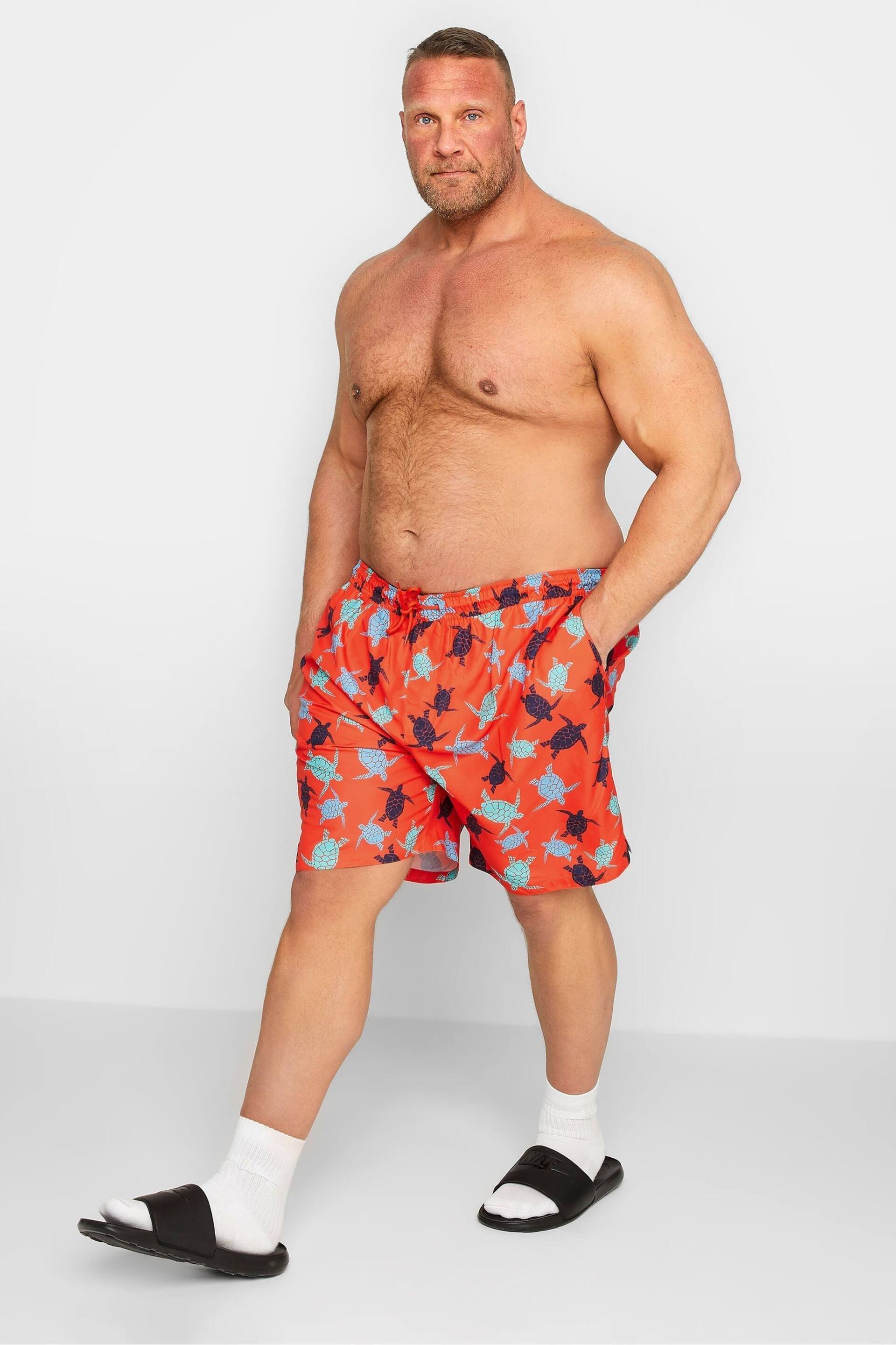 BadRhino Big & Tall Red Turtle Print Swim Shorts - Image 3 of 3