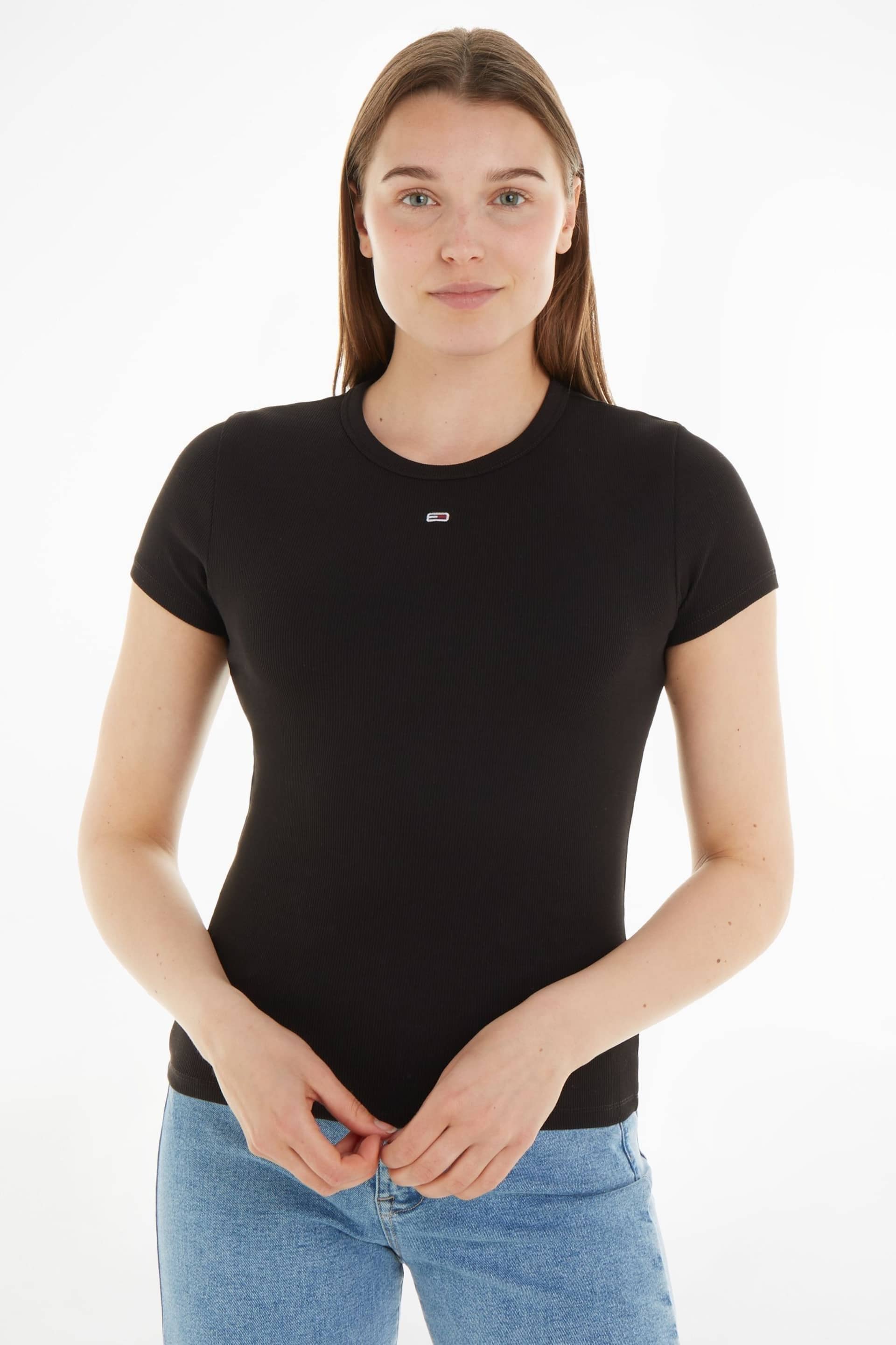 Tommy Hilfiger Slim Essential Rib Black T-Shirt - Image 1 of 1