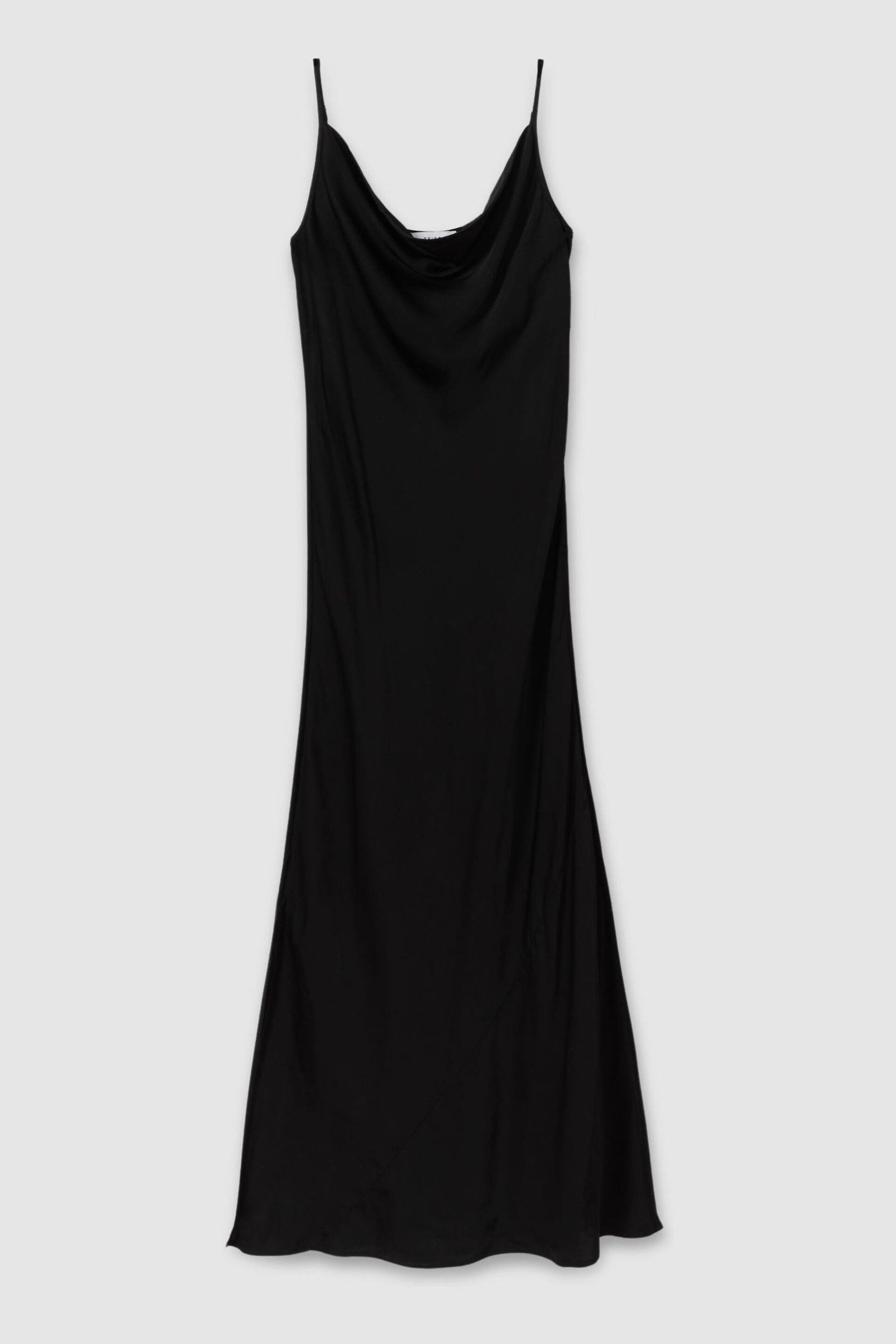 Reiss Black Isabel Satin Cowl Neck Midi Dress - Image 2 of 5