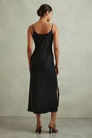 Reiss Black Isabel Satin Cowl Neck Midi Dress - Image 4 of 5