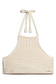 Superdry Cream Cropped Halter Crochet Top - Image 4 of 6