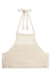 Superdry Cream Cropped Halter Crochet Top - Image 5 of 6