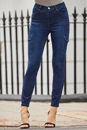 Sosandar Blue Skinny Cargo Jeans - Image 3 of 5