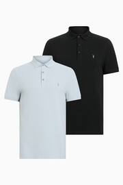 AllSaints Black Reform Short Sleeve Polo Shirt 2 Pack - Image 1 of 7