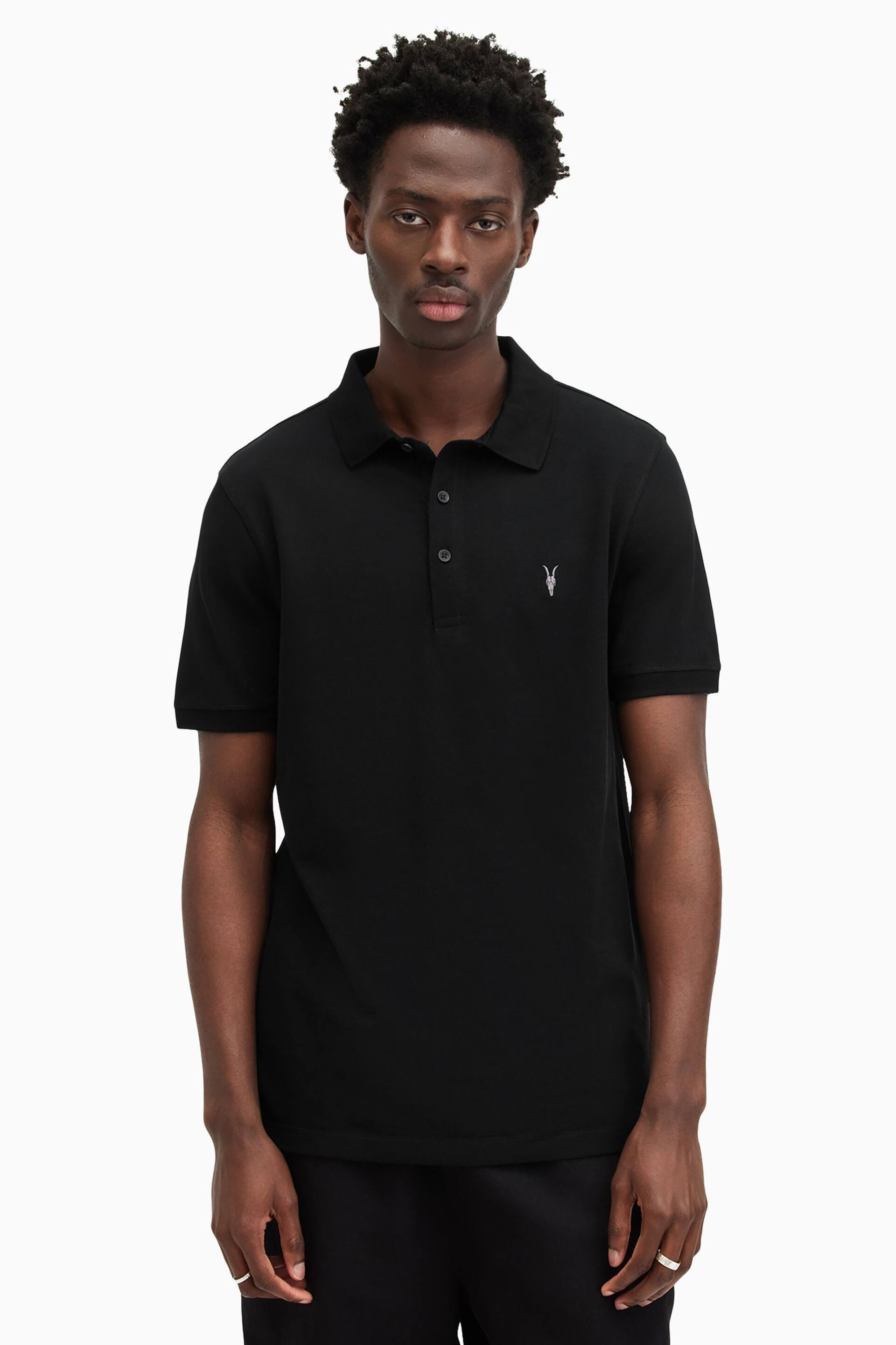 AllSaints Black Reform Short Sleeve Polo Shirt 2 Pack - Image 3 of 7