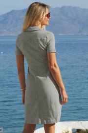 Sosandar Green Short Sleeve Zip Front Denim Dress With Pockets - Image 3 of 3