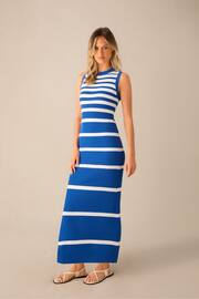 Ro&Zo Blue Stripe Sleeveless Knitted Dress - Image 1 of 5