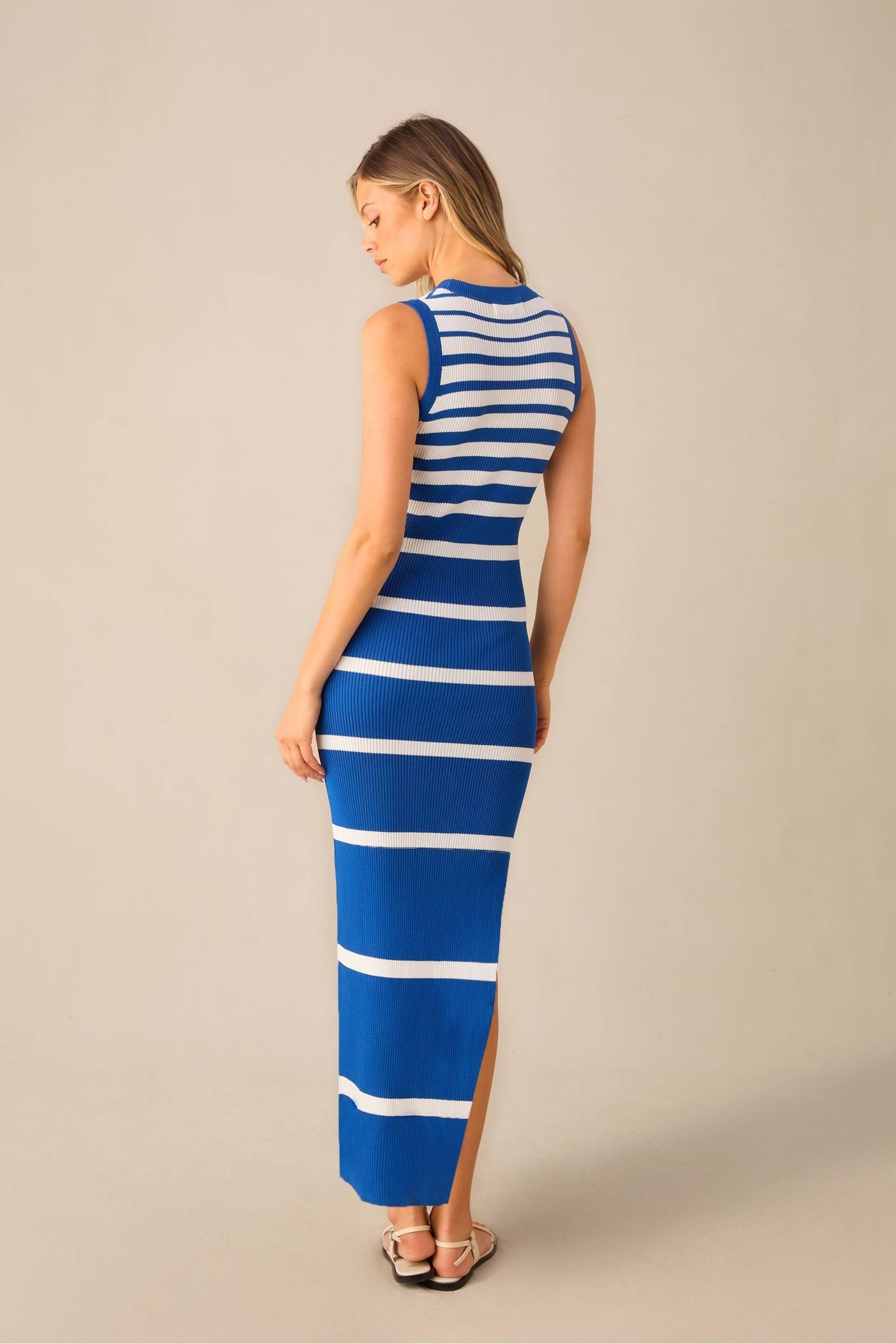 Ro&Zo Blue Stripe Sleeveless Knitted Dress - Image 3 of 5